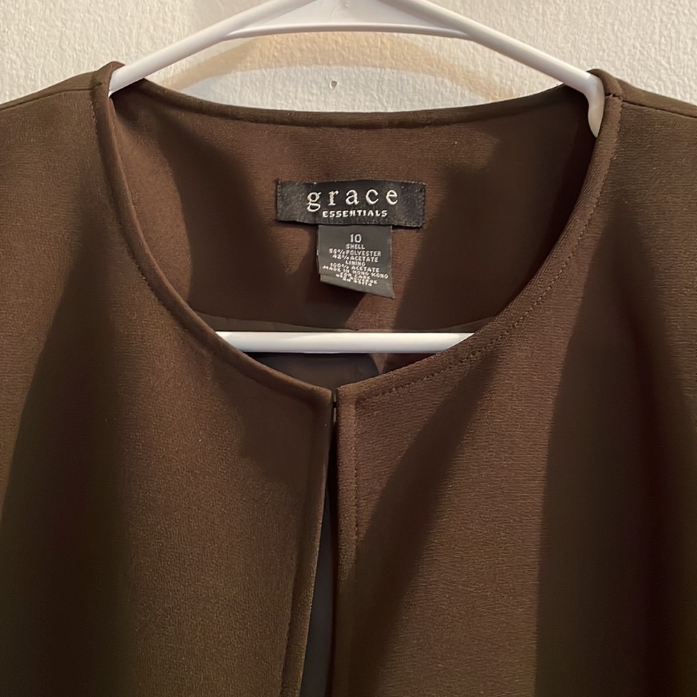 Grace Essentials Long Brown Blazer - image 3
